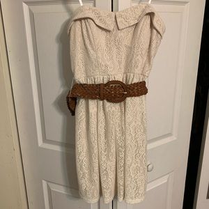 Cream lace strapless dress